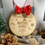 Pallina di Natale in legno Regalo per Maestra personalizzabile - Cappellini-Decorazioni natalizie-Lol T-shirt