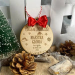 Pallina di Natale in legno Regalo per Maestra personalizzabile - Cappellini-Decorazioni natalizie-Lol T-shirt