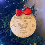 Pallina di Natale in legno Regalo per Maestra personalizzabile - Cappellini-Decorazioni natalizie-Lol T-shirt