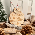 Pallina di Natale in legno Regalo per Maestra personalizzabile - Con Cuoricino Pendente-Decorazioni natalizie-Lol T-shirt