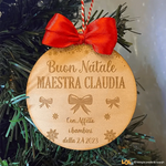 Pallina di Natale in legno Regalo per Maestra personalizzabile - Fiocchetti-Decorazioni natalizie-Lol T-shirt
