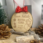 Pallina di Natale in legno Regalo per Maestra personalizzabile - Pupazzi di Neve-Decorazioni natalizie-Lol T-shirt