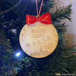 Pallina di Natale in legno Regalo per Maestra personalizzabile - Slitta Babbo Natale con Paesaggio-Decorazioni natalizie-Lol T-shirt