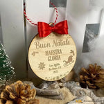 Pallina di Natale in legno Regalo per Maestra personalizzabile - Slitta-Decorazioni natalizie-Lol T-shirt