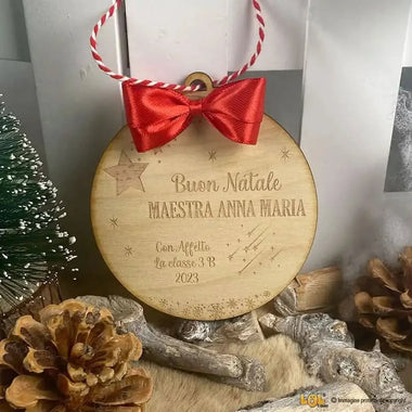 Pallina di Natale in legno Regalo per Maestra personalizzabile - Stelline-Decorazioni natalizie-Lol T-shirt
