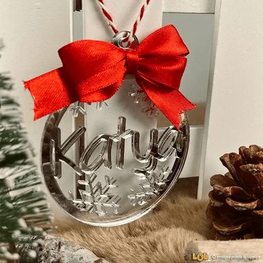 Pallina di Natale in Plexiglass con personalizzabile con nome-Decorazioni natalizie-Lol T-shirt