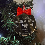 Pallina di Natale in Plexiglass Specchio Regalo per Maestra personalizzabile - Fiocchetti-Decorazioni natalizie-Lol T-shirt