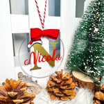 Pallina di Natale in Plexiglass trasparente personalizzata con nome e iniziale con Cappellino-Decorazioni natalizie-Lol T-shirt
