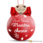 Pallina di Natale Rossa Personalizzata con Nome Maestra e Dedica