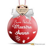 Pallina di Natale Rossa Personalizzata con Nome Maestra e Dedica