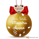 Pallina di Natale Oro Personalizzata con Nome Maestra e Dedica-Decorazioni natalizie-Lol T-shirt