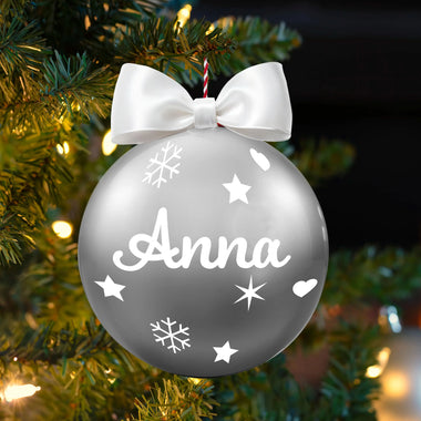 Pallina di Natale Argento Lucida Personalizzabile con Nome