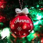 Pallina di Natale Rossa Lucida Personalizzabile con Nome-Decorazioni natalizie-Lol T-shirt