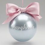 Pallina di Natale Argentata Personalizzata con Nome e Fiocco in Raso – 8 cm