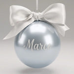 Pallina di Natale Argentata Personalizzata con Nome e Fiocco in Raso – 8 cm