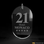 Portachiavi Hotel Rettangolo Ovale in Plexiglass Trasparente con Incisione-portachiavi hotel-Lol T-shirt