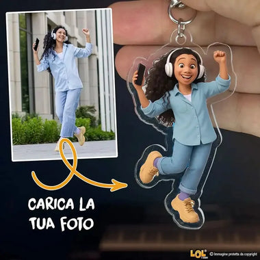 Portachiavi personalizzato effetto cartoon con la tua foto-Portachiavi-Lol T-shirt