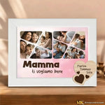 Quadro Bianco Mamma Personalizzato con nomi e 8 Foto e Cuore in Legno-Quadro-Lol T-shirt