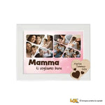Quadro Bianco Mamma Personalizzato con nomi e 8 Foto e Cuore in Legno-Quadro-Lol T-shirt