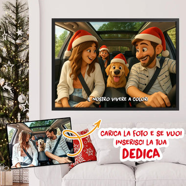 Quadro Personalizzato Natalizio 3D Stile Cartoon con Foto e Dedica – Idea Regalo Originale