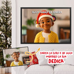 Quadro Personalizzato Natalizio 3D Stile Cartoon con Foto e Dedica – Idea Regalo Originale