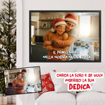 Quadro Personalizzato Natalizio 3D Stile Cartoon con Foto e Dedica – Idea Regalo Originale