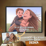 Quadro Mamma Effetto Ghibli Personalizzato con Foto e Dedica