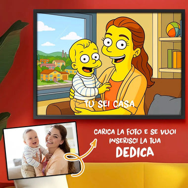 Quadro Mamma Effetto Simpson Personalizzato con Foto e Dedica