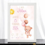 Quadro Nascita Orsetto Rosa Palloncini-Quadro-Lol T-shirt