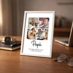 Quadro Papà Personalizzato con 4 Foto Puzzle e Dedica – 21x30 con Cornice Bianca-Quadro-Lol T-shirt