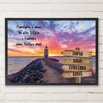 Quadro Personalizzato Famiglia Faro Tramonto (Cornice Nera)-Quadro-Lol T-shirt