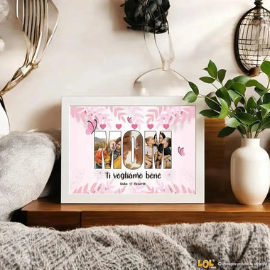 Quadro Personalizzato Mamma con Scritta MOM e 3 Foto - Idea Regalo Unica-Quadro-Lol T-shirt