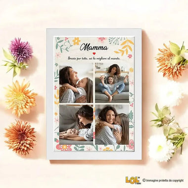 Quadro Personalizzato per Mamma con 4 Foto e Dedica - Regalo Speciale-Quadro-Lol T-shirt