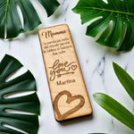 Segnalibro in Legno Personalizzato Festa della Mamma con Cuore e Dedica - Love You