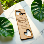 Segnalibro in Legno Festa della Mamma Personalizzato con Nomi e Dedica - Cuori