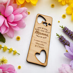 Segnalibro in Legno Festa della Mamma Personalizzato con Nomi e Dedica - Cuori