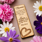 Segnalibro in Legno Personalizzato Festa della Mamma con Cuore e Dedica - Love You