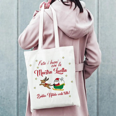 Shopper Personalizzata Natale Fate i Buoni con la Maestra-Shopper-Lol T-shirt