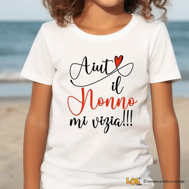 T-Shirt Bambino Regalo Nonni - Aiuto il nonno mi vizia – Idea Regalo per i Nonni, Festa dei Nonni-T-shirt-Lol T-shirt
