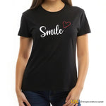 T-shirt Donna "Smile" con Cuore Glitter