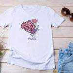 T-Shirt Donna Divertente con Cervello Floreale e Scritta #escilo-T-shirt-Lol T-shirt