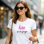 T-shirt Donna Divertente Kiss Se Ne Frega