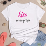 T-shirt Donna Divertente Kiss Se Ne Frega