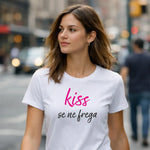 T-shirt Donna Divertente Kiss Se Ne Frega