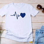 T-Shirt Donna Heartbeat – Maglietta Divertente con Cuore Glitter Blu-T-shirt-Lol T-shirt
