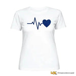 T-Shirt Donna Heartbeat – Maglietta Divertente con Cuore Glitter Blu-T-shirt-Lol T-shirt