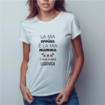 T-shirt Donna La Mia Eroina è la Mia Mamma Ti Voglio Bene Personalizzata con Nome-T-shirt-Lol T-shirt
