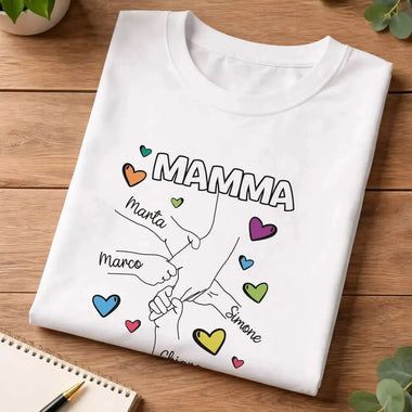 T-shirt Donna Personalizzata Mamma con Mani e Nomi dei Figli-T-shirt-Lol T-shirt
