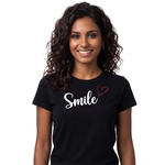 T-shirt Donna "Smile" con Cuore Glitter