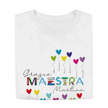 T-shirt “Grazie Maestra” personalizzata con nomi degli alunni - Palloncini-T-shirt-Lol T-shirt